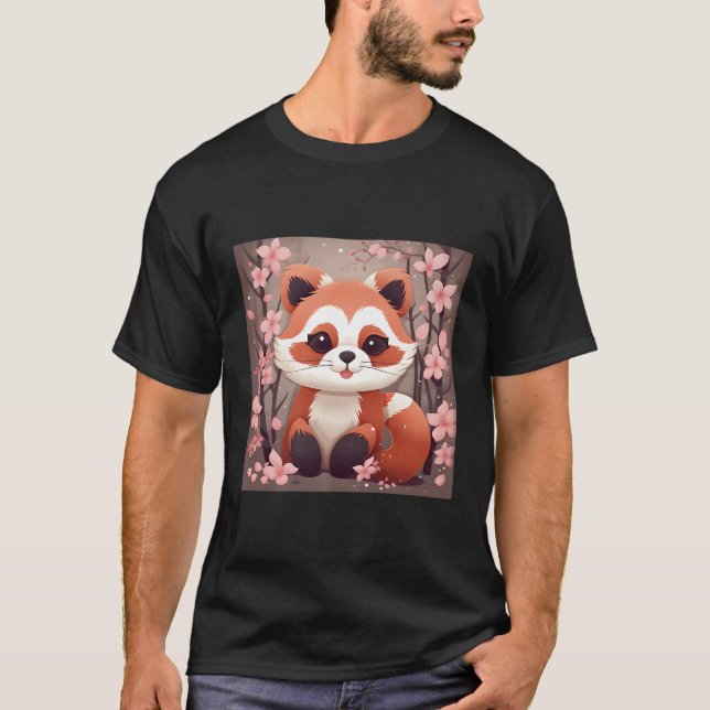 T-shirt Jardin Au Closet Magnifique Panda Rouge Et Blo Cer (Devant)