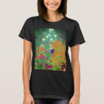 T-shirt Jardin aux fleurs Gustav Klimt<br><div class="desc">T-shirt avec peinture à l’huile de Gustav Klimt Jardin aux fleurs (1906). Un beau jardin de fleurs violettes,  rouges,  blanches,  bleues et oranges. Un grand cadeau pour les amateurs d'art Art Nouveau et autrichien.</div>