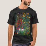 T-shirt Jardin aux fleurs Gustav Klimt<br><div class="desc">T-shirt avec peinture à l’huile de Gustav Klimt Jardin avec tournesols (1907). Un beau jardin de tournesols et de belles fleurs bleues,  rouges,  violettes,  roses et blanches. Un grand cadeau pour les amateurs d'art Art Nouveau et autrichien.</div>
