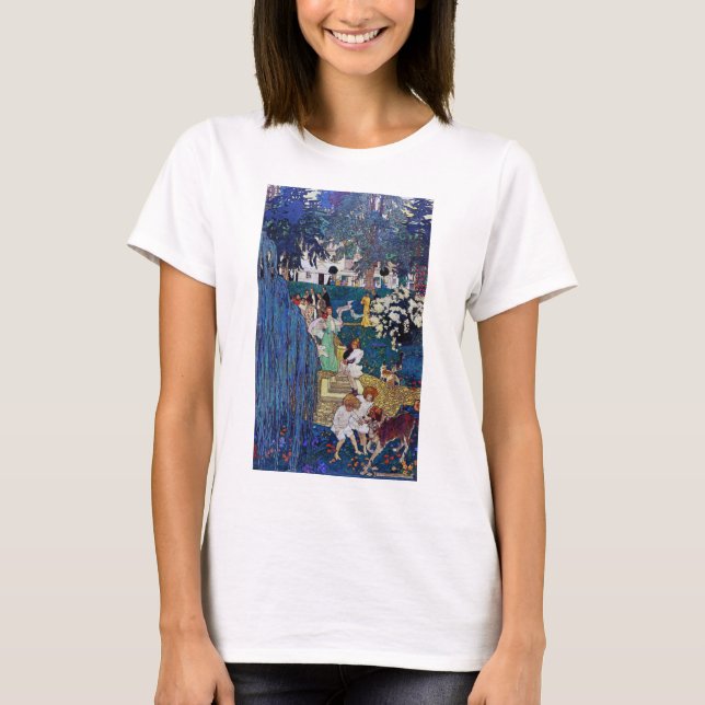 T-shirt Jardin avec chien et chat, Jessie Willcox Smith (Devant)