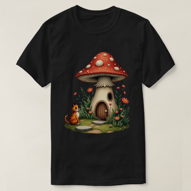 T-shirt Jardin de cottage champignon (Design devant)