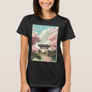 T-shirt Jardin de fleurs de cerisier Sakura Porte japonais