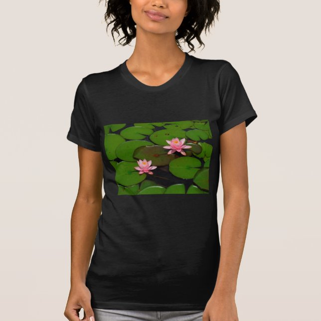 T-shirt Jardin de fleurs de laine d'eau de lotus rose, (Devant)