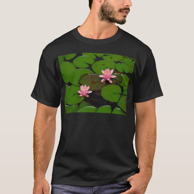T-shirt Jardin de fleurs de laine d'eau de lotus rose, (Devant)