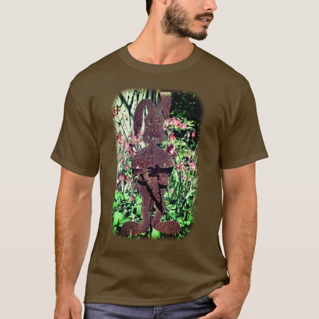 T-shirt Jardin de fleurs rouillées Lapin Nature Florale (Devant)