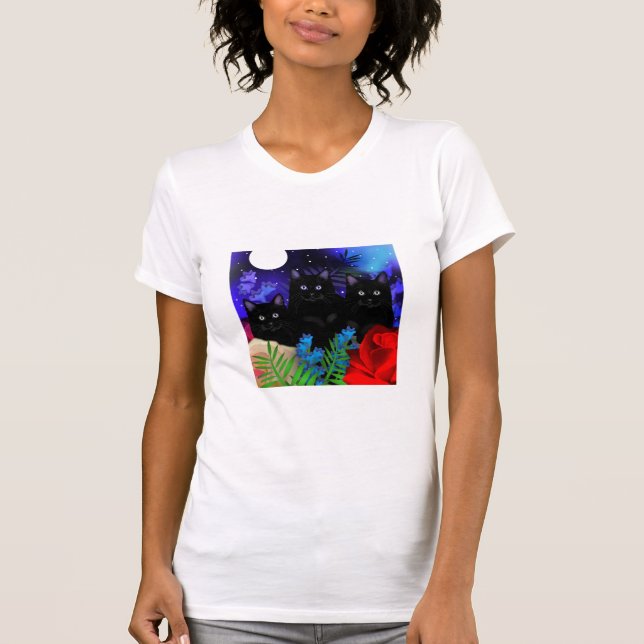 T-SHIRT JARDIN DE LUNE DE CHATS NOIRS (Devant)