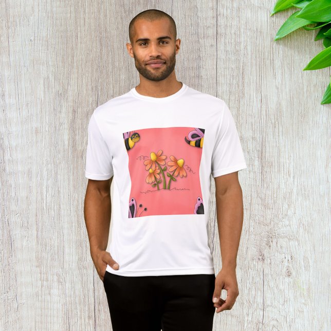 T-shirt Jardin de printemps mignon de l'abeille et rose fl (Créateur téléchargé)