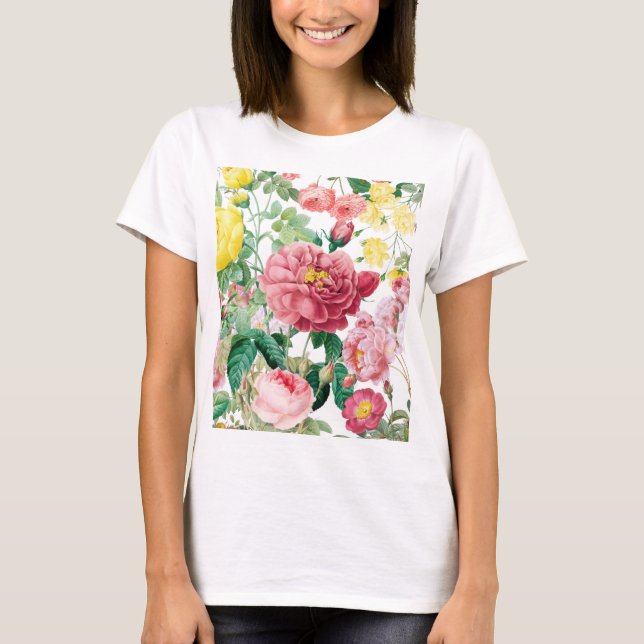 T-shirt Jardin de printemps Vintage Rose (Devant)