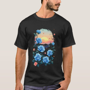 T-shirt Jardin de roses bleues - Sérénité de coucher de so