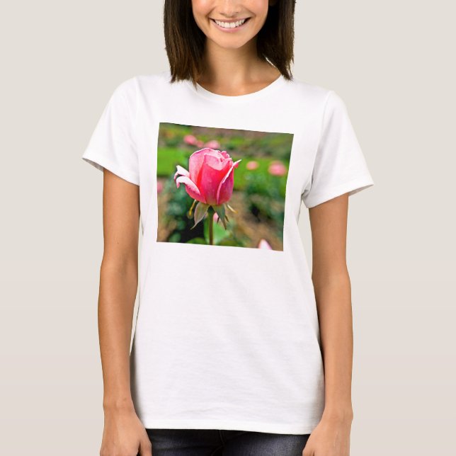 T-shirt Jardin de roses roses (Devant)