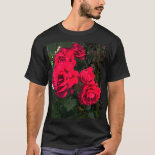 T-shirt Jardin de rosiers rouges romantiques