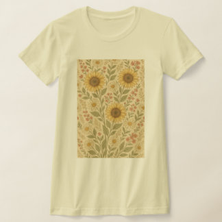 T-shirt Jardin de tournesol vintage Motif