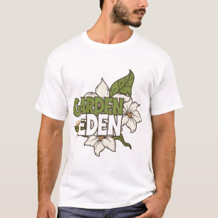T-shirt Jardin d'Eden Art Botanique Floral Blanc