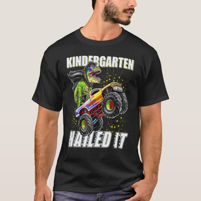 T-shirt Jardin d'enfants cloué Il Dinosaur Monster Camion  (Devant)