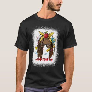 T-shirt Jardin D'Enfants Enseignant Afro Messy Bun Retour