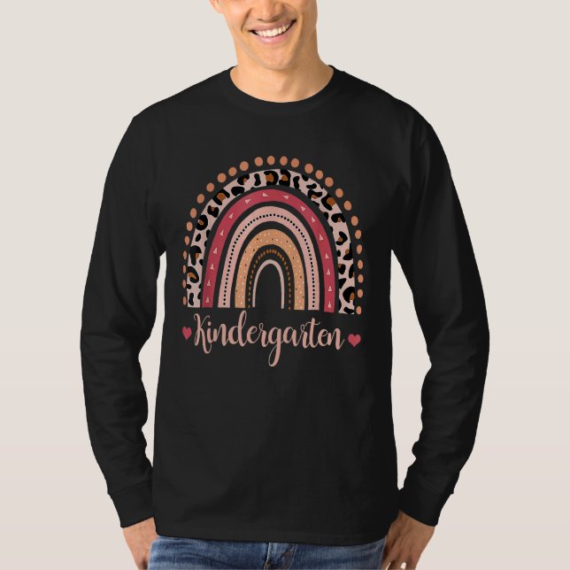 T-shirt Jardin d'enfants enseignant Boho Rainbow Leopard R (Devant)