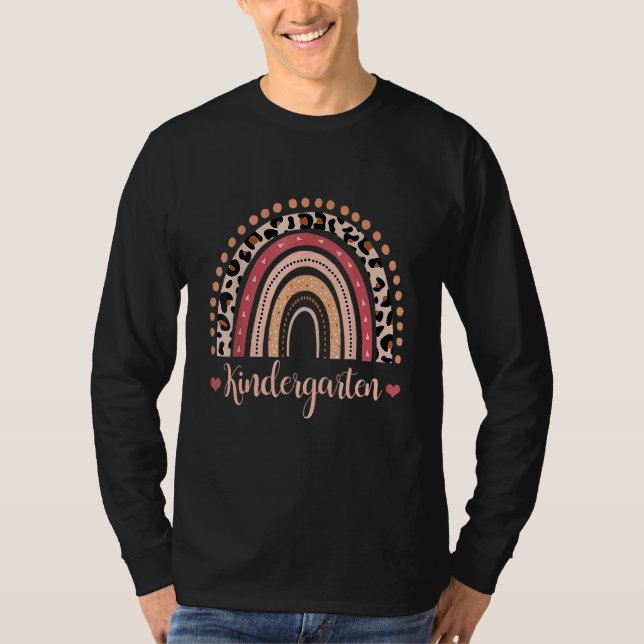 T-shirt Jardin d'enfants enseignant Boho Rainbow Leopard R (Devant)