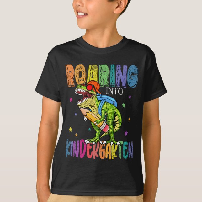 T-shirt Jardin D'Enfants Gravants Dinosaure T Rex Retour À (Devant)