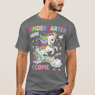 T-shirt Jardin d'enfants ici je reviens à l'école Unicorn 