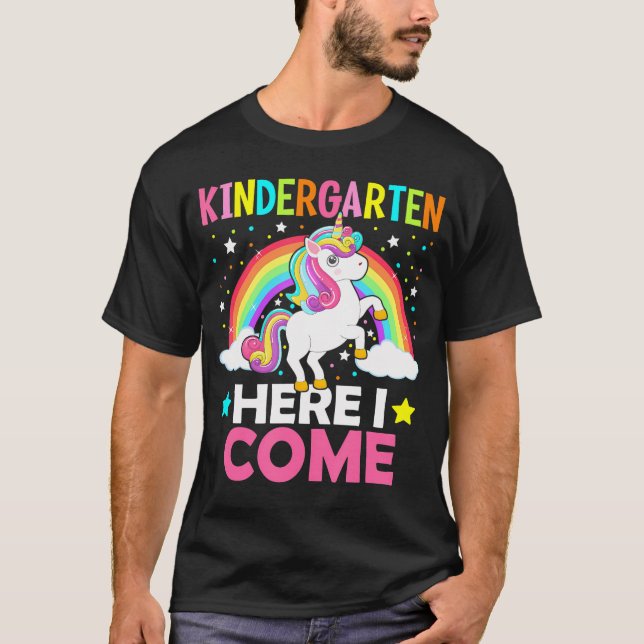 T-shirt Jardin D'Enfants Ici Je Viens Mignonne Unicorn 1Er (Devant)