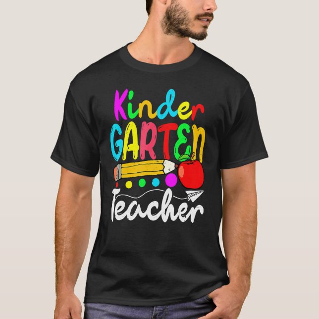 T-shirt Jardin D'Enfants Mange Enseignant Retour À L'École (Devant)