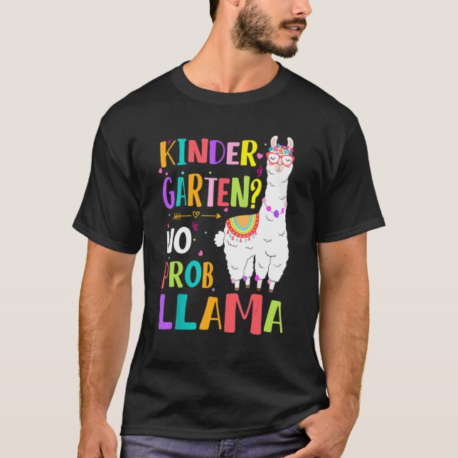 T-shirt Jardin d'enfants No Prob Llama Filles Enseignant P (Devant)