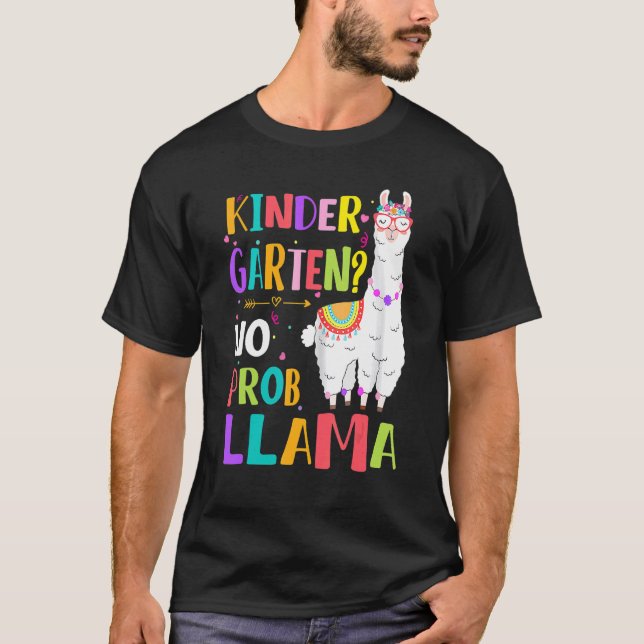 T-shirt Jardin d'enfants No Prob Llama Filles Enseignant P (Devant)