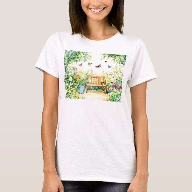 T-shirt Jardin d'été avec papillons (Devant)