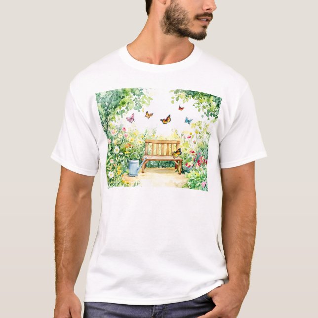 T-shirt Jardin d'été avec papillons (Devant)