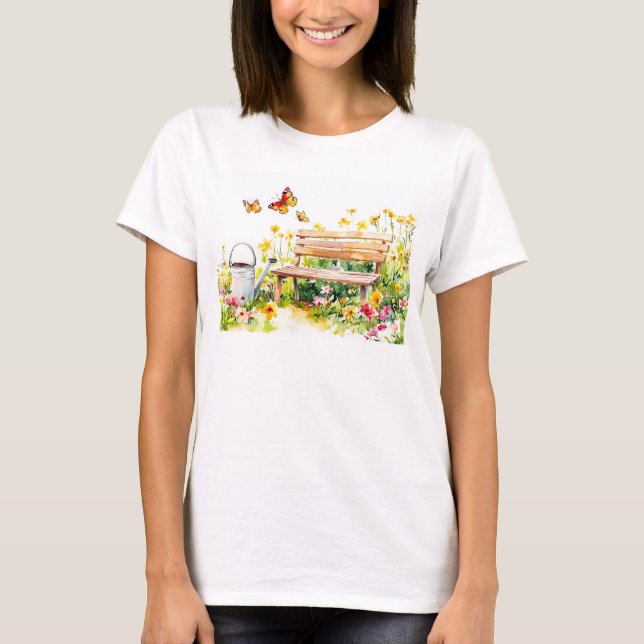 T-shirt Jardin d'été avec papillons (Devant)