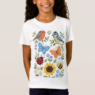 T-Shirt Jardin Enfants Mosai Mignon Oiseaux Papillons Sole