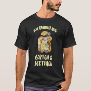 T-shirt Jardin et gnome de jardin au champagne