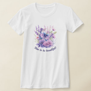 T-shirt Jardin fleuri de papillon violet est Beau