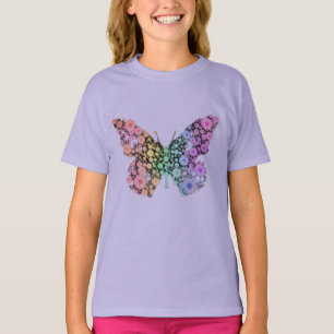 T-shirt Jardin Floral Papillon Coloré Fleurs Enfants T-Shi