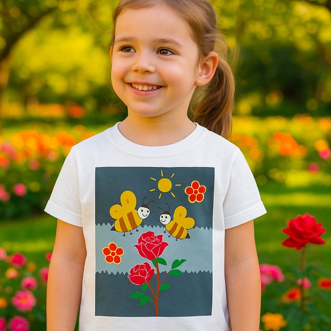 T-shirt Jardin Floral Rose et abeilles (Créateur téléchargé)