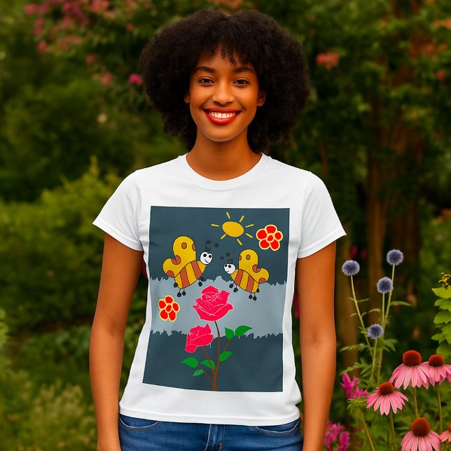 T-shirt Jardin Floral Rose et abeilles (Créateur téléchargé)