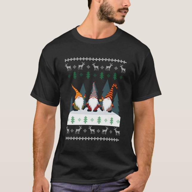 T-shirt Jardin Gnomes Xmas Elf laid pour Noël (Devant)