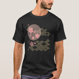 T-shirt Jardin japonais Sakura art japonais vague lune Cer