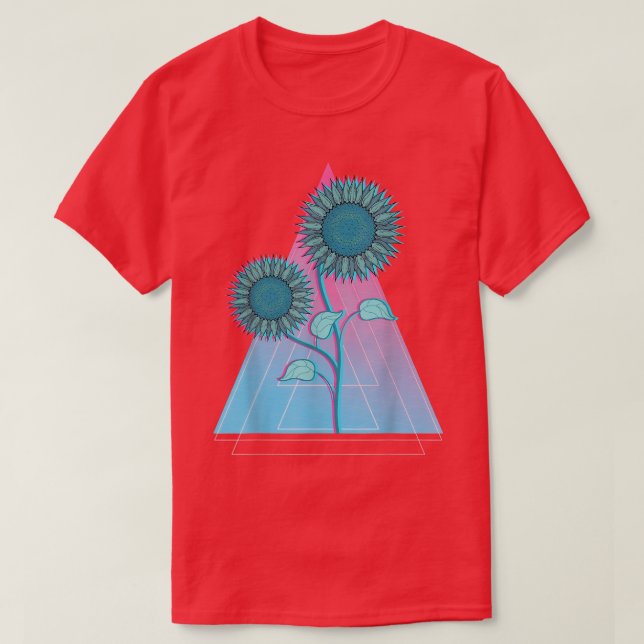 T-shirt Jardin Jaune Fleur Synthwave Floral Vaporwave Su (Design devant)