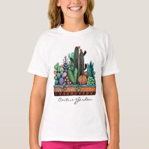 T-shirt Jardin mignon de cactus d'aquarelle dans le pot