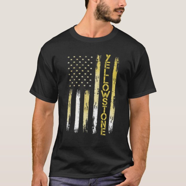 T-shirt Jardin national de Yellowstone drapeau américain V (Devant)