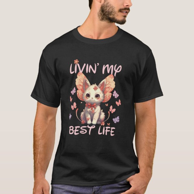 T-shirt Jardin Papillon Chaton Aimant La Vie Fairycore Dev (Devant)