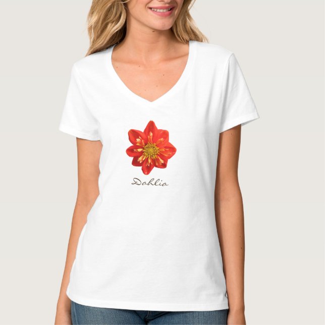 T-shirt Jardin Photo Orange Dahlia (Devant)