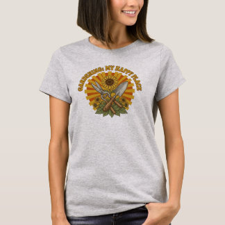 T-shirt Jardin Rétro Mon Endroit Heureux Soleil Éclatant V