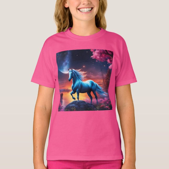 T-shirt Jardin rose Imaginaire de l'étalon blanc (Devant)