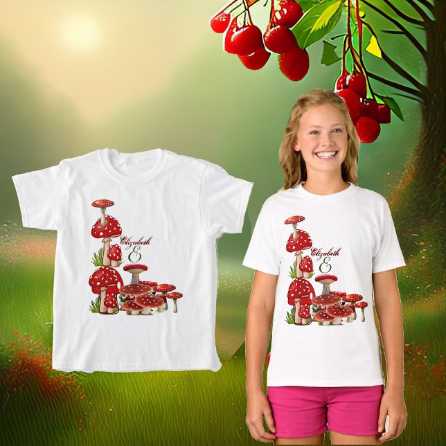 T-shirt Jardin Rouge Berry Toadstool Verdure Magie Champig (Red Berry Garden Toadstool Greenery Magic Mushroom T-Shirt)