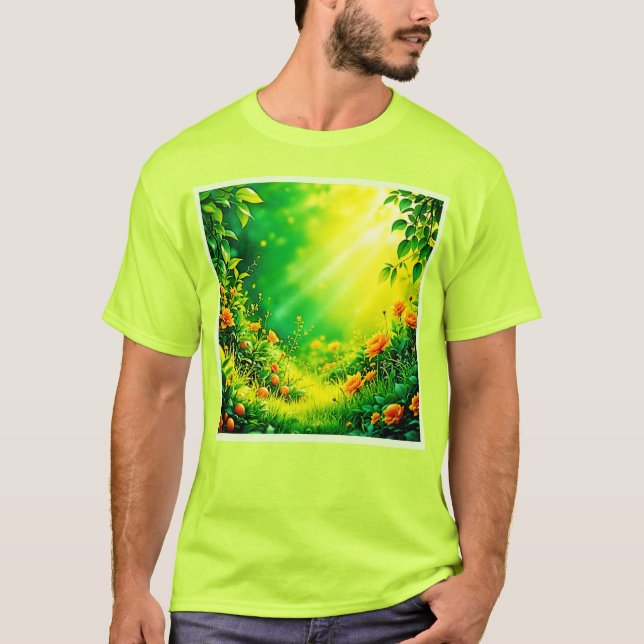 T-shirt Jardin verdoyant Soleil Scène (Devant)