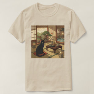 T-shirt Jardin Zen Chat Noir