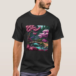 T-shirt Jardinage 4\Jardin Japonais avec Pont Cerisier Fle