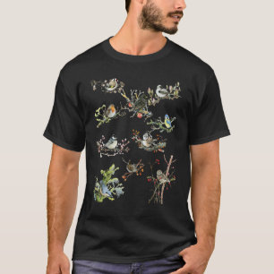 T-shirt Jardinage 4\Oiseaux de jardin Chardonneret Merle A